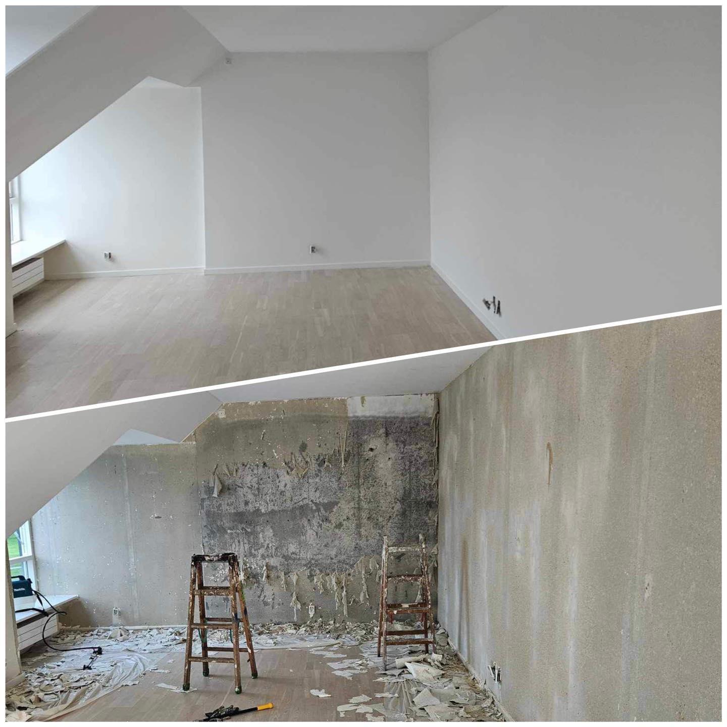 Lejlighed i Skjern | Nedtagning af gammelt tapet, spartling og vægmaling